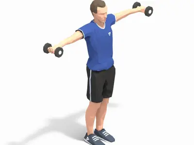 shoulder raise Exercise Man Animation Low-poly 3D model