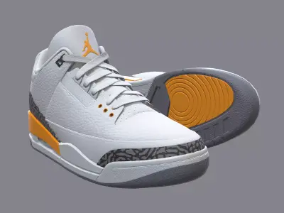 Air Jordan 3-retro sneakers Low-poly 3D model