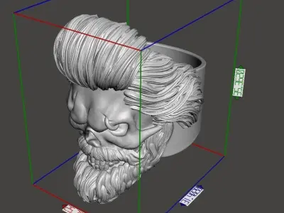 Skull ring jewelry with beard vol1 jewelry 3D print model