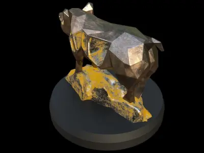 Steampunk Pig Rock Low-poly 3D model