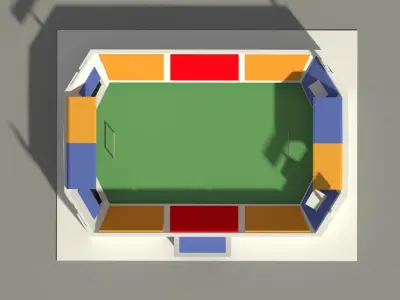 Low Poly Stadium soccer field Low-poly 3D model
