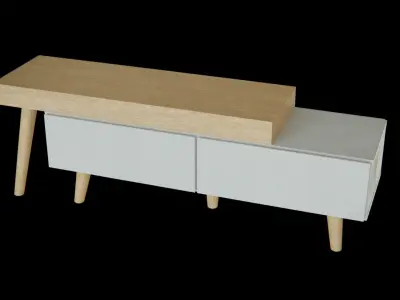 Rivert District Expandable TV Media console Low-poly 3D model