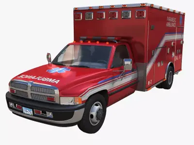 Dodge Ram Paramedic 911 Ambulance  Low-poly 3D model