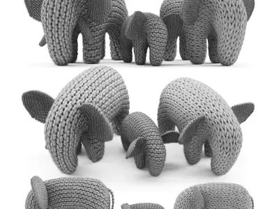 Knitted Elephants Toys 3D model