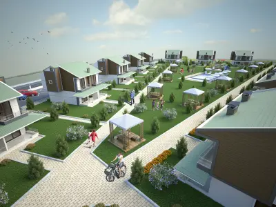 Summer Holiday Village Scene 3D model