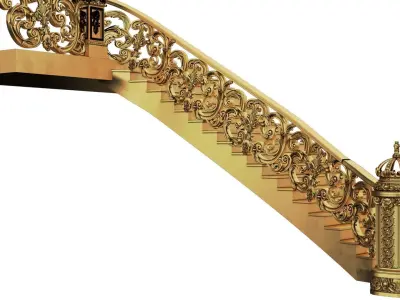 golden crown stairs 3D model