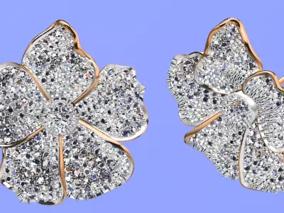 Flower diamond Earring Free 3D print model