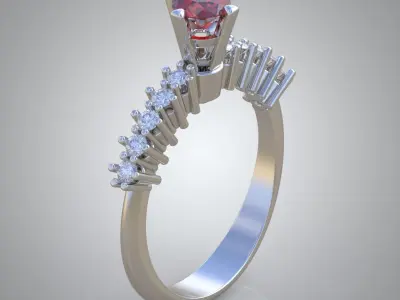 Diamond ring 0434 3D printable model Free 3D print model