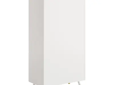 Cabinet Included White Closed Back Wooden Standard Bookcase 3D model