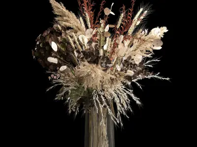 Decorative Bouquets Of Dried Flowers In A Vase 259 3D model