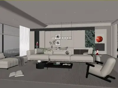 Luxury Light Living Room 3D model