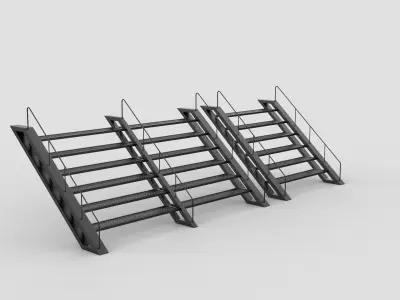 Steel staircase 3D model