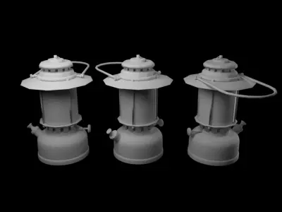 Lamp model three lanterns Low-poly 3D model