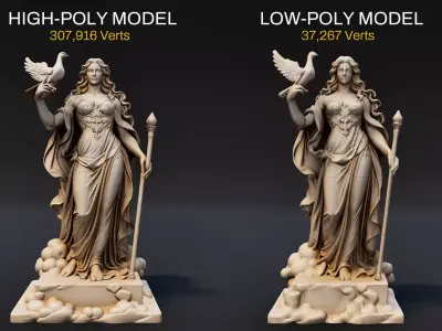 Hera Statue Low-poly 3D model