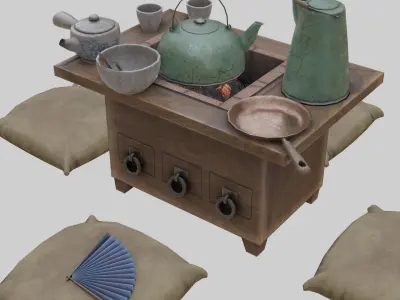 Low Poly Japanese Decoration Assets With PBR Materials Low-poly 3D model