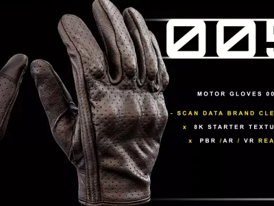 Motor Gloves 005 Low-poly 3D model