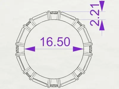 Wedding ring Baguette for 3D  print 3D print model