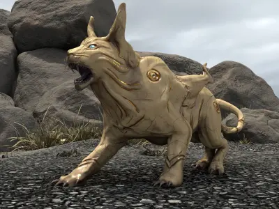 Alien Creature - Female Lion Low-poly 3D model