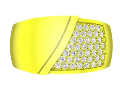 Luxury Diagonal Pave Gemstone Ring for Women 4521 3D print model