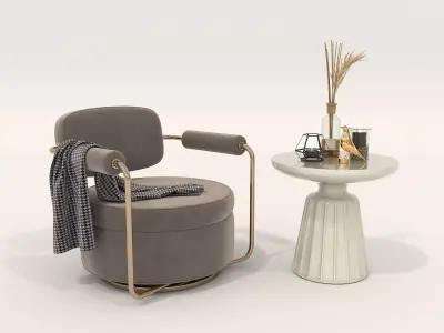 Modern Coffee Table and Armchair Set 56 3D model