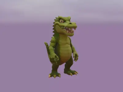 Cartoon Crocodile high poly 3d model high poly  Low-poly 3D model