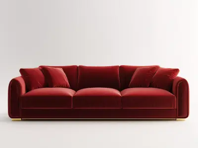 A luxury contemporary sofa with premium velvet fabric 3D model