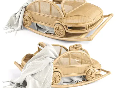 Kids Rattan VW rocking car 3D model