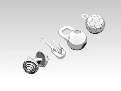 Pendant jewel Sport set Barbell Weight Victory sing Soccer ball 3D print model