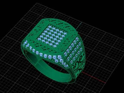Print Ready STL 3DM  Gents Rings Diamond Men Ring  3D print model 119