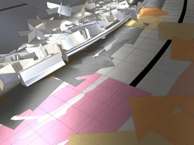 Scenic Autumn Roads through Mountain Valleys Low-poly 3D model