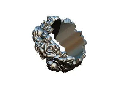 HighDetailed unique flower Rose ring 3D print model