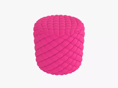 Round tufted ottoman pourple fabric 3D model