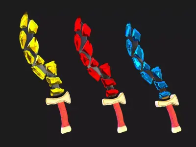 Crystal Khopesh Weapon PBR low-poly game ready Free low-poly 3D model