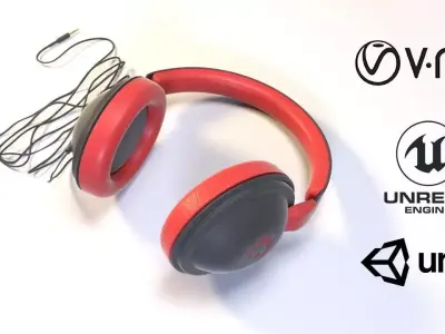 Full size headphones Low-poly 3D model