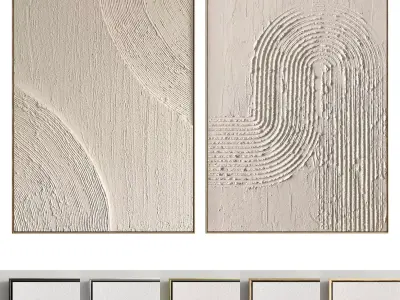 Plaster Two Photo Frame 199 Low-poly 3D model