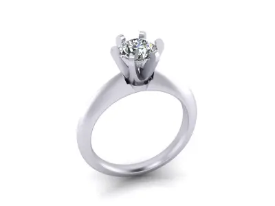 round solitaire engagement jewelry ring 3D print model