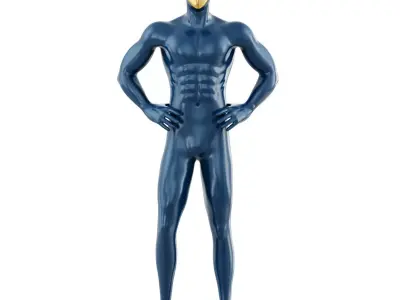 Sports male mannequin with golden mask 170 3D model