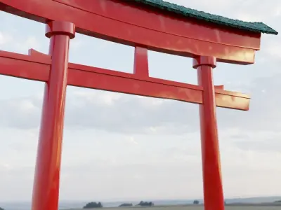 Simple Japanese Torii Free low-poly 3D model