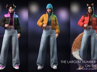 Streetwear Girl 3-9 - Casual Wear Girls Pack 3 Game-Ready Low-poly 3D model