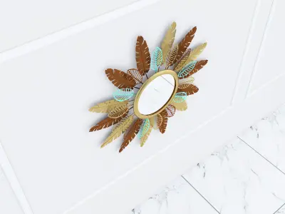 Decorative Metal Mirror plants with gold stainless m14 3D model