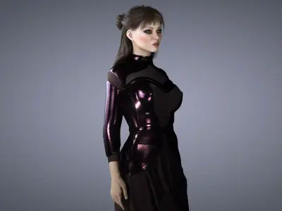 3D Female Character  The Dark Guardian Low-poly 3D model
