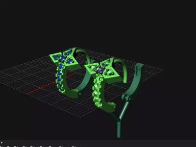 Cross Earrings with Stones 3D print model