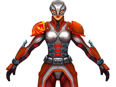 Low Poly  Cyborg Trooper Low-poly 3D model