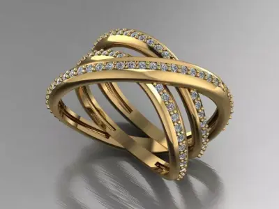 Sparkling modern  Diamond Ring with 2 different sizes 14 and 17  3D print model