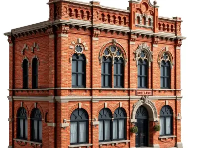 Victorian Brick Building model pack Low-poly 3D model