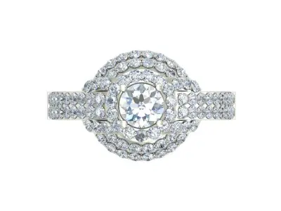 White Gold Diamond Spiral Engagement Ring 3D print model