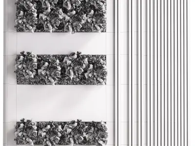 Wall vertical Garden plants set partition 03 3D model