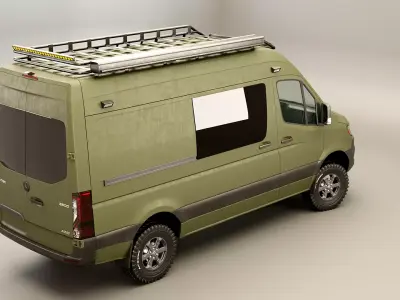 Mercedes Sprinter 4x4 Overlan Camper Military Green 3D model