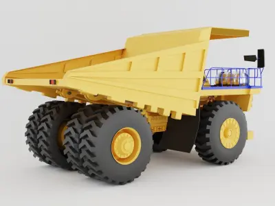 Mining large truck of yellow color  on white background Low-poly 3D model