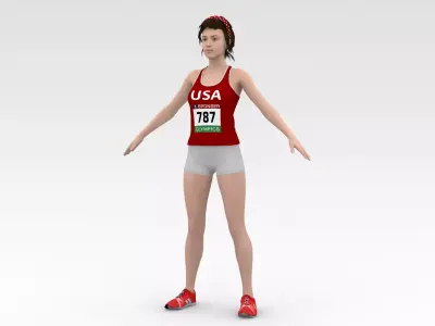 2 Female Track Athletes Collection 3D Model Pack